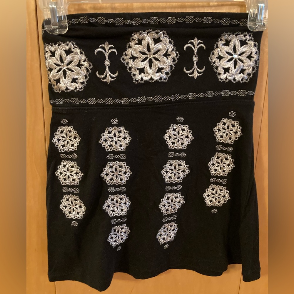 The Limited Black and Silver Strapless Top